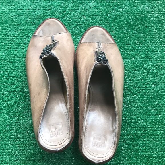 Frye 8.5 Izzy moto open toe mule heels - Picture 7 of 11